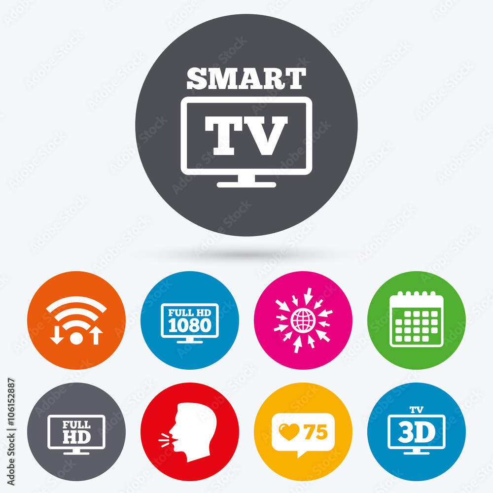 Smart TV mode icon. 3D Television symbol.