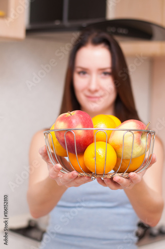 Girl with fruit photo