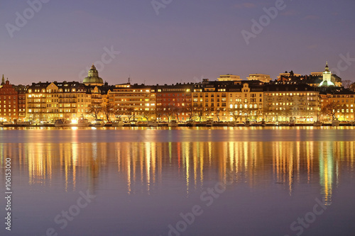 Stockholm  Sweden - March  16  2016  night landscape with the image of Stockholm  Sweden