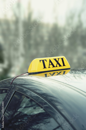 Taxi car with sign, outdoor