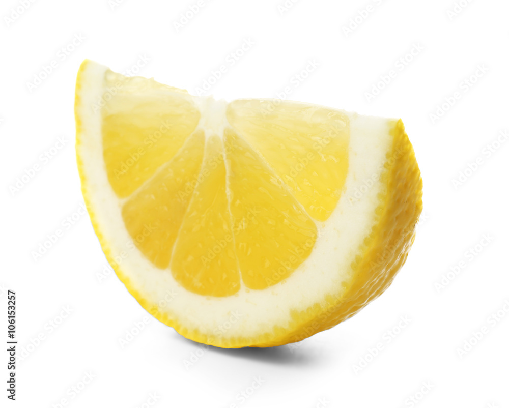 Slice of fresh lemon isolated on white Slice of fresh lemon isolated on white