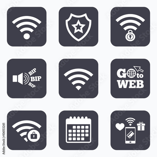 Wifi Wireless Network icons. Wi-fi zone locked.