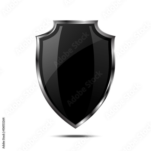 Metallic black silver shield