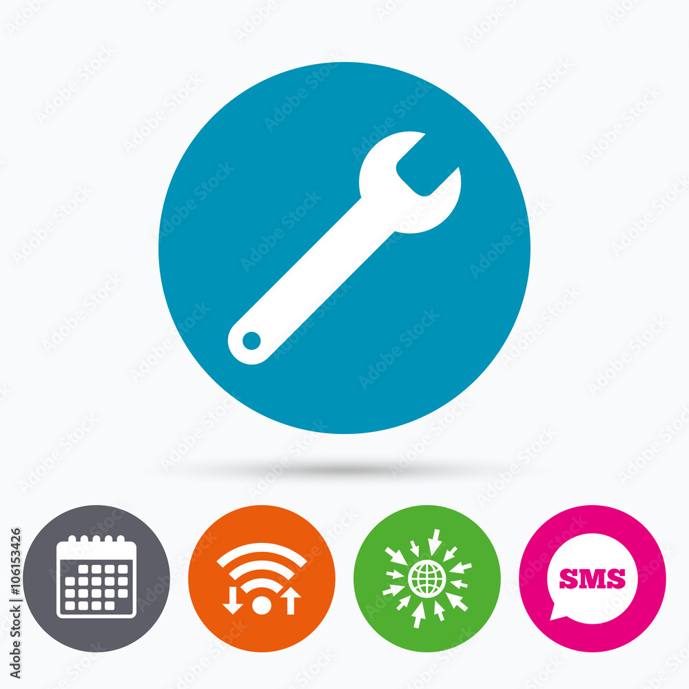 Wrench key sign icon. Service tool symbol. Wrench key sign icon. Service tool symbol.