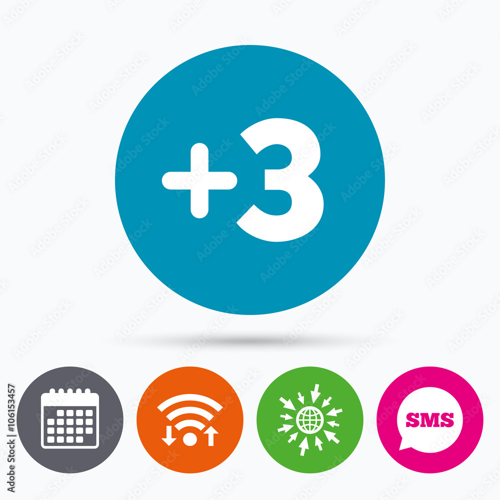 Fototapeta premium Plus three sign. Add three symbol.