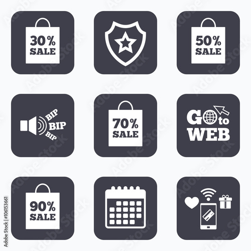 Sale bag tag icons. Discount symbols.