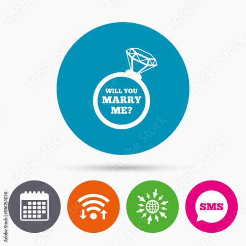 Marry me ring sign icon. Engagement symbol.