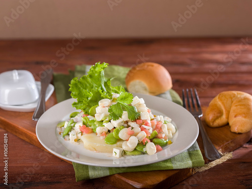 Solterito, a corn and lima bean salad, a typical Peruvian dish