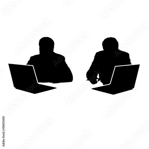 man with computer silhouette illustration