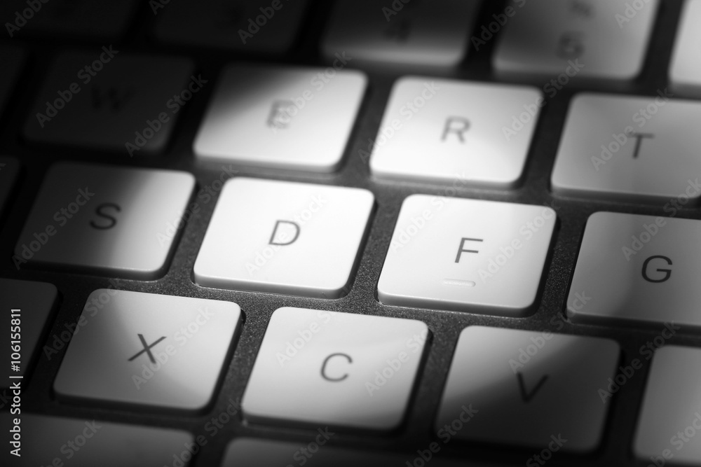 White keys of computer keyboard, closeup White keys of computer keyboard, closeup