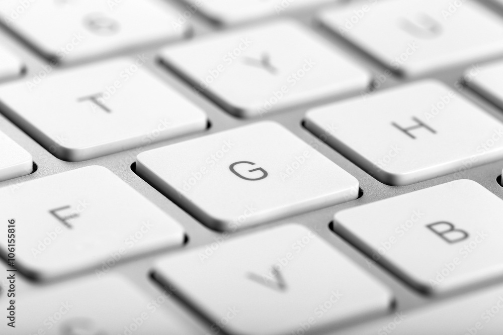 White keys of computer keyboard, closeup White keys of computer keyboard, closeup