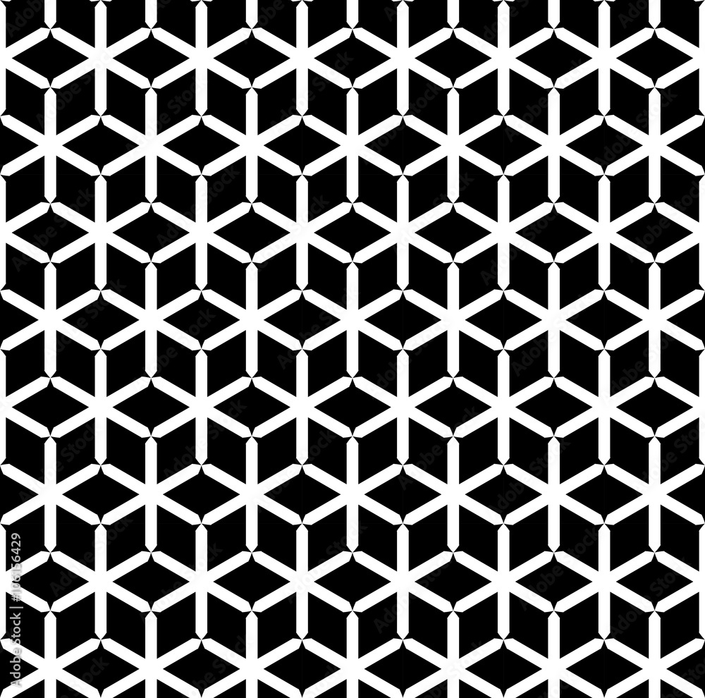 Vector modern seamless geometry pattern flower of life, black and white abstract geometric background, subtle pillow print, monochrome retro texture, hipster fashion design