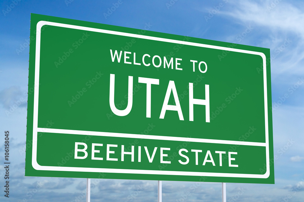 Welcome to Utah state road sign