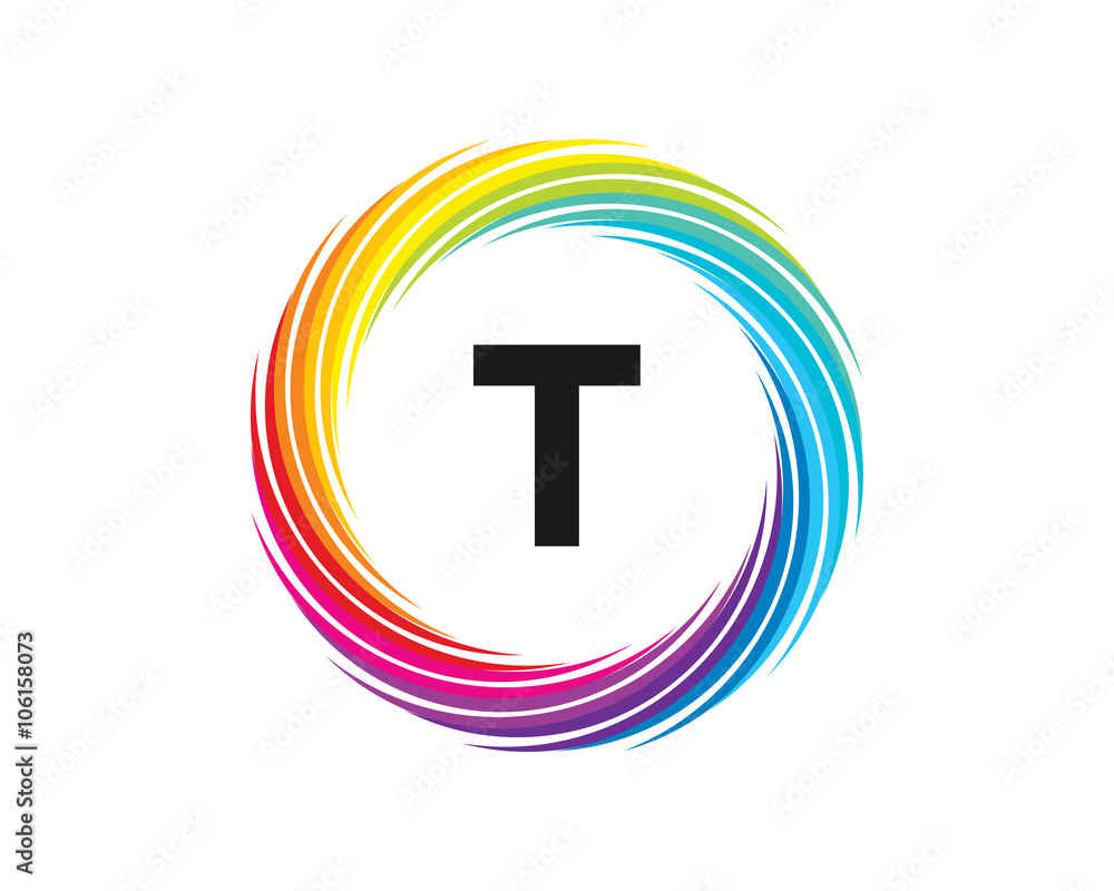 Obraz premium T Letter Rainbow Wave