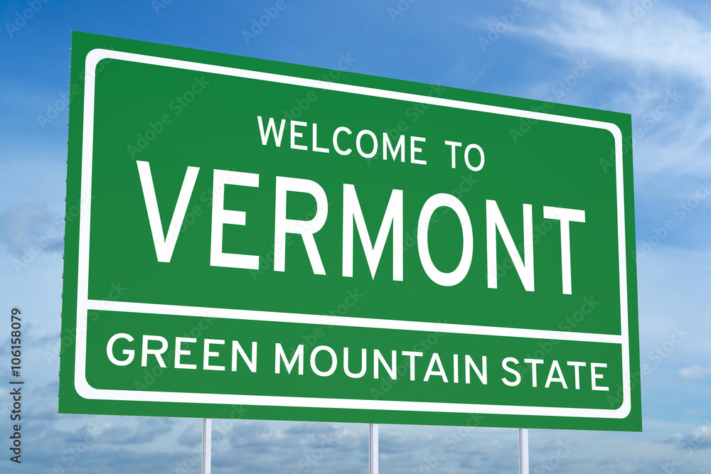 Welcome to Vermont state road sign