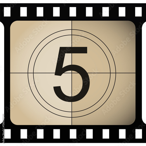 Countdown - retro number on grunge background. Hollywood vector art.