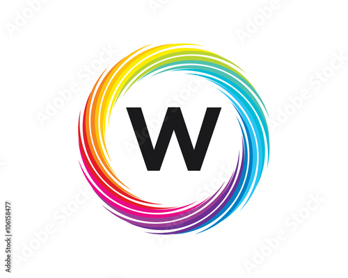 Free Download W Letter Rainbow Wave - GFXLoad