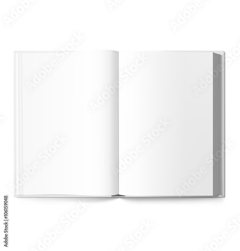 Blank open book template isolated on white background. Vector illustration. It can be use for your design.