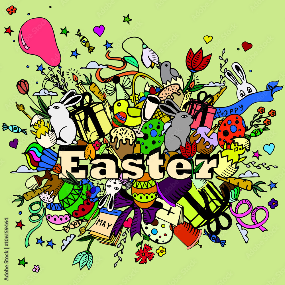 Fototapeta premium Easter design vector line art