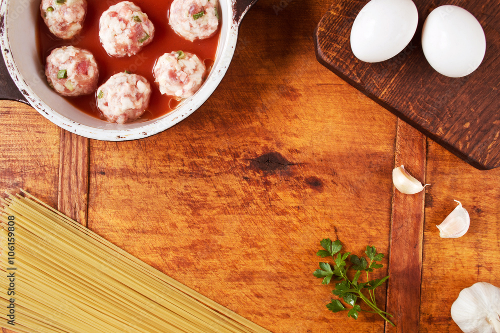 Food frame with pasta ingredients Food frame with pasta ingredients
