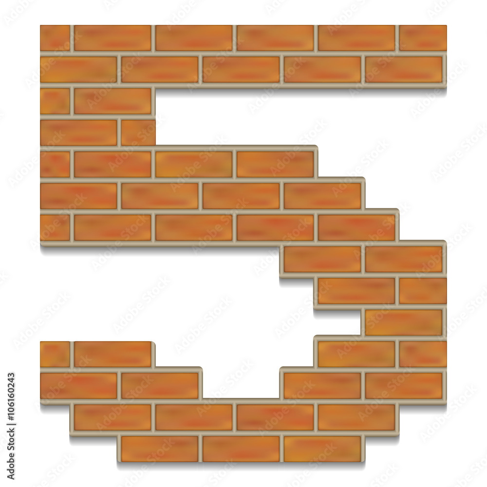 Vector isolated orange brick digits