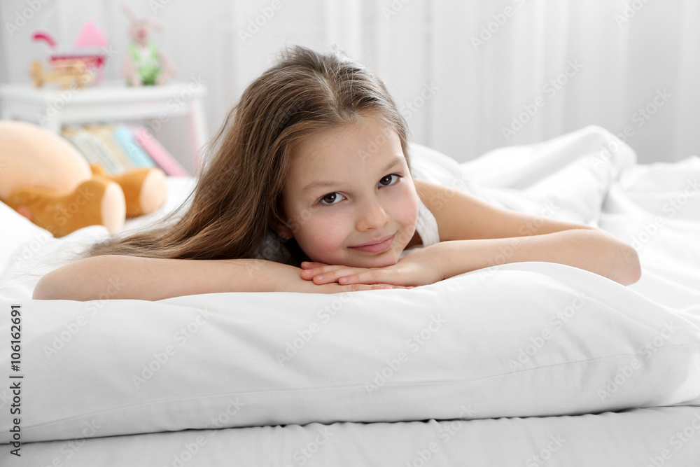Little girl awake in bed Little girl awake in bed