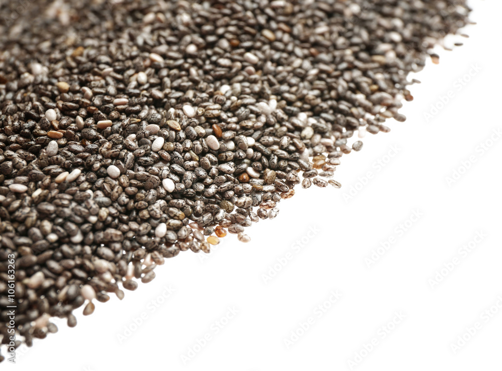 Chia seeds on white background Chia seeds on white background