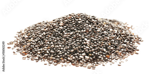 Pile of chia seeds isolated on white background © Africa Studio