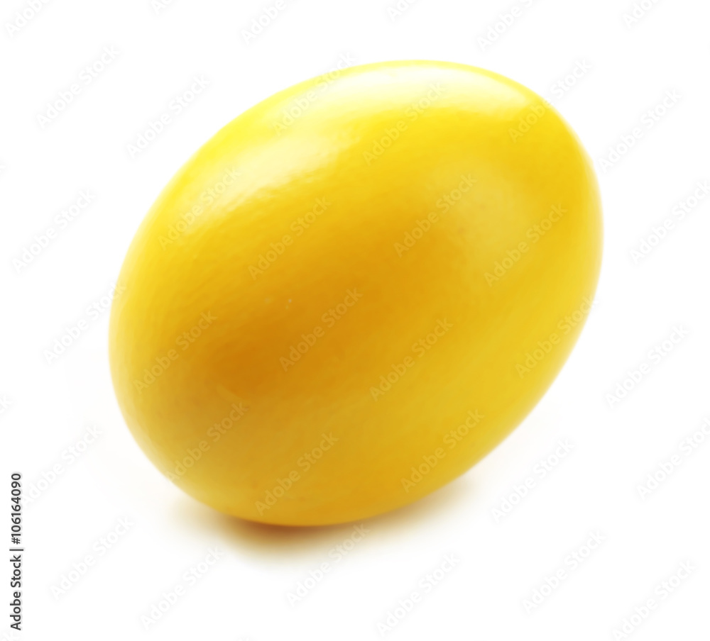 Yellow Easter egg isolated on white - obrazy, fototapety, plakaty 