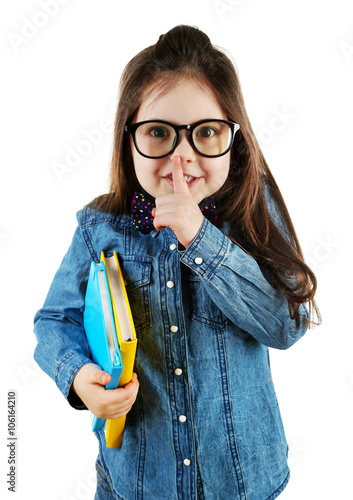 Cute little girl with noteb...
