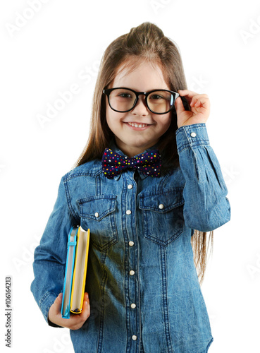Cute little girl in glasses...