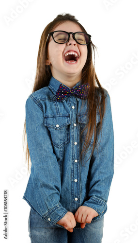 Cute little girl in glasses...
