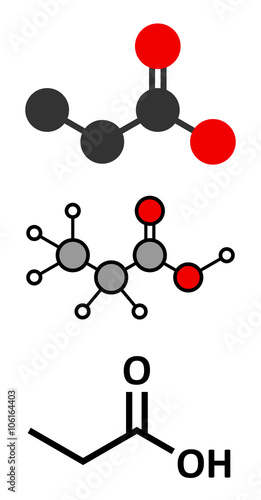 Propionic acid molecule. 