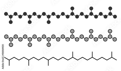 Squalane molecule. Saturated compound, derived from squalene. 