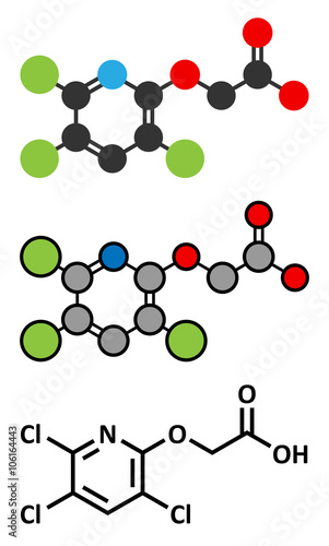Triclopyr herbicide (broadleaf weed killer) molecule.