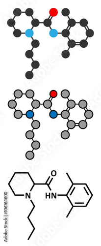 Bupivacaine epidural anesthetic drug molecule (local anesthetic)