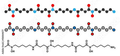 Deferoxamine drug molecule. Used to treat iron poisoning. photo