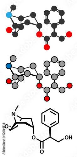 Scopolamine (hyoscine) anticholinergic drug molecule. 