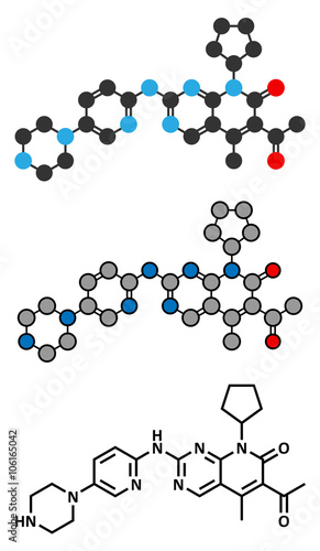 Palbociclib breast cancer drug molecule (CDK4 and CDK6 inhibitor)