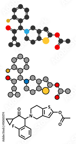 Prasugrel platelet inhibitor drug molecule. 