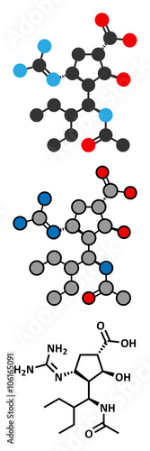 Peramivir influenza drug molecule (neuraminidase inhibitor). photo