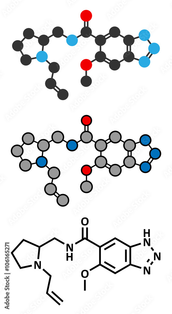 Alizapride antiemetic drug molecule. Used in treatment of nausea.
