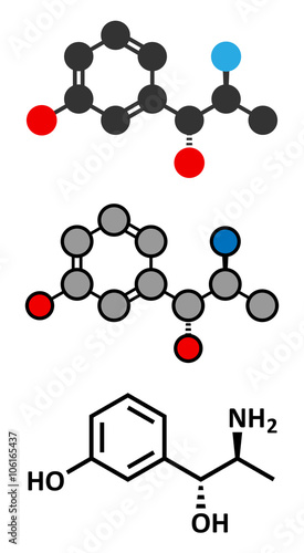 Metaraminol (metaradrine) hypotension drug molecule.
