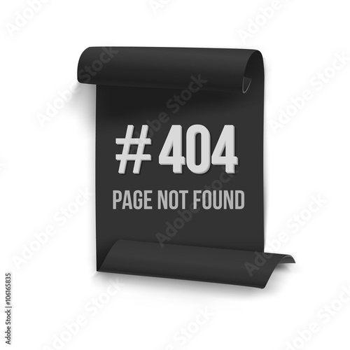 Error 404 Vector Folded Paper Banner. Page Not Found Template wi
