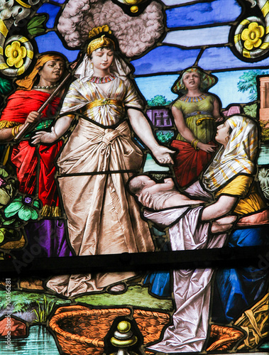 Moses found in the Nile - Stained Glass photo