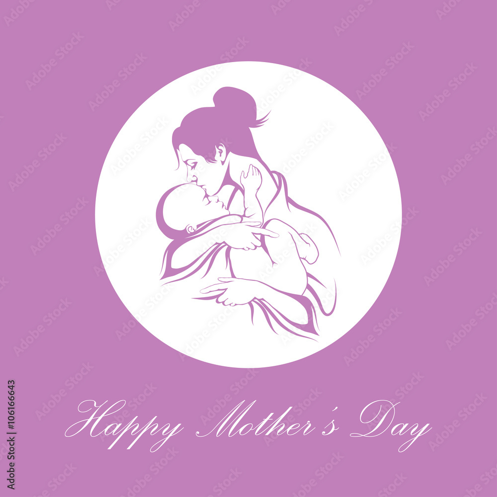 Silhouette of a mother and her child. Mothers day Silhouette of a mother and her child. Mothers day
