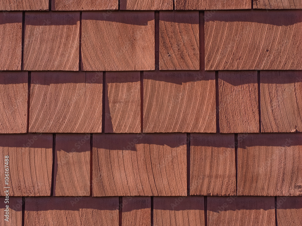 Red Stained Cedar Shingles Background Texture Stock Photo | Adobe Stock