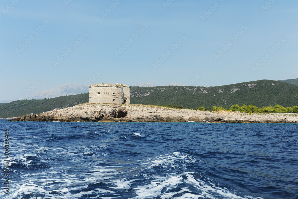 Fortress Mamula in Boka bay in the Adriatic Sea, Montenegro