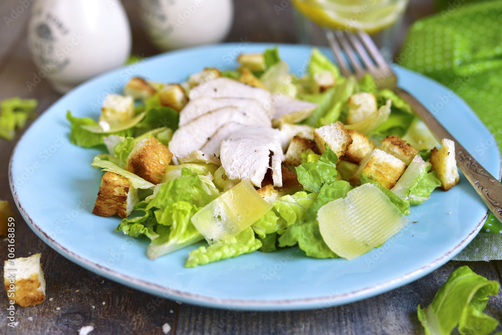 Caesar salad with chicken.