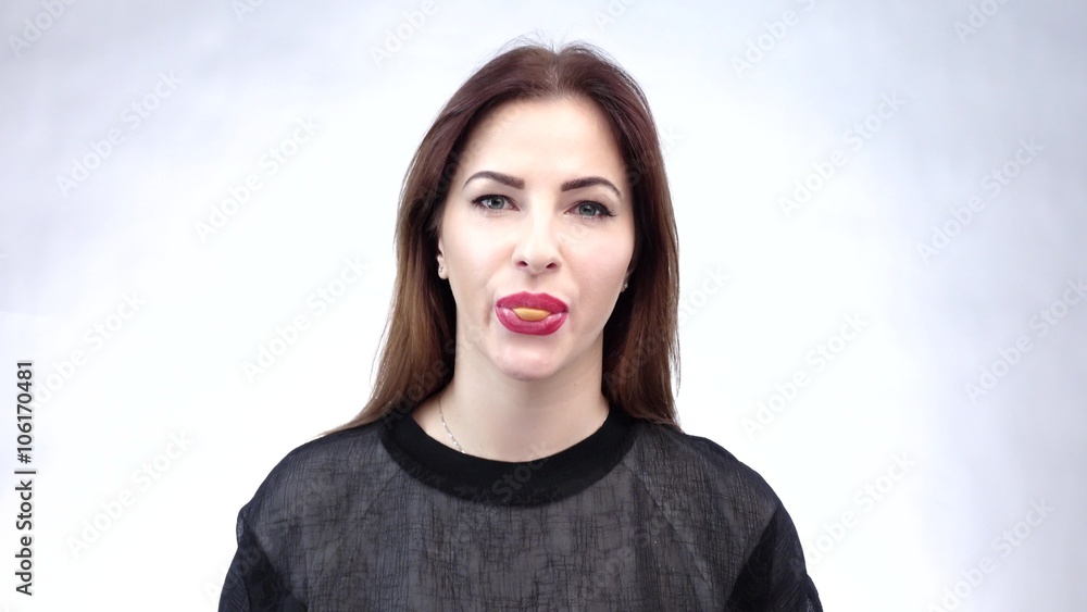 Girl with yellow bubble of chewing gum Girl with yellow bubble of chewing gum